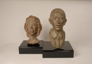Michelle and Barak Obama sculpture by Dr. Lois Fortson